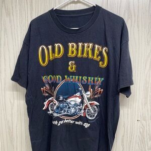VTG Old Bikes & Good Whiskey ..both Get Better With Age Biker Tee - 90's